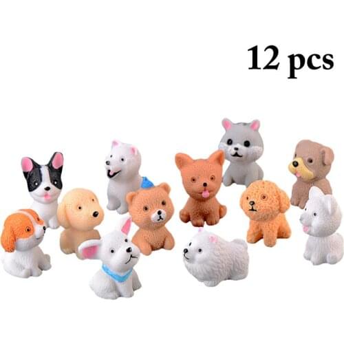 12PCS Mini Cute Puppy Micro Landscape Resin Creative Simulation Cartoon Dog Ornaments DIY Dog Decoration Accessories