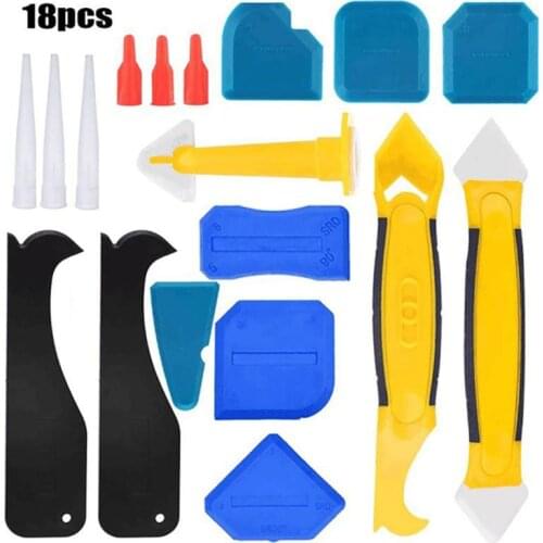 18PCS Silicone Glass Cement Kit Scraper Sealant Remover Tool For Caulking Sealant Finishing Grrout Window Floor Removal