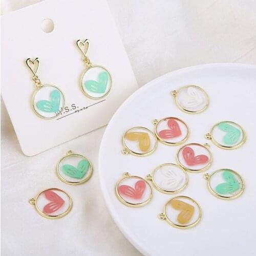 20pcs DIY handmade earring accessories resin drip gel heart inside charm headdress tag