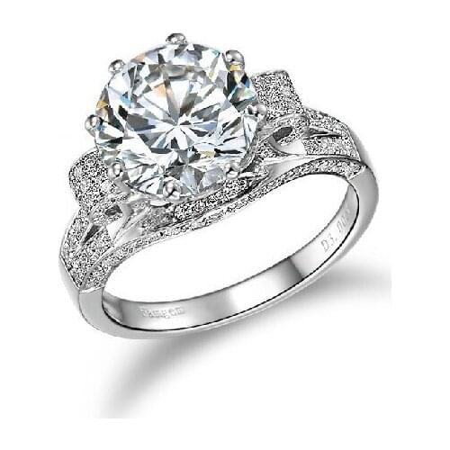 3 Carat Solid 14K Gold Round Brilliant Palmary Design Certificate Moissanite Women Engagement Ring High Quality Gold Jewelry