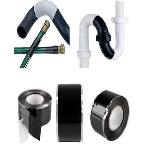 3 Meters Black Repair Tape Strong Fiber Repairing Tape Rubberized Super Waterproof Seal Multifunction Sink Sewer Pipe Tapes