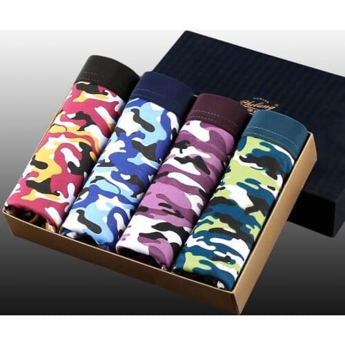 4pcs/lot Brand Boxers Mens Sexy Underwear Printed Funny Boxer Hombre Shorts Cuecas Underpants Fashion Lion Dragon Boxer