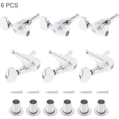 6pcs Delicate Silver Guitar Tuning Pegs 6R Locking Tuner Square Head All Closed Machine Head for Electronic Acoustic Folk Guitar