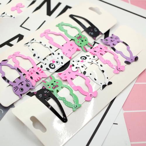 6 PCS New Cute Cartoon Metal Lacquer Colour Animal Baby BB Clips Girls Hairpins Hair Clip Kids Headwear Children Accessories