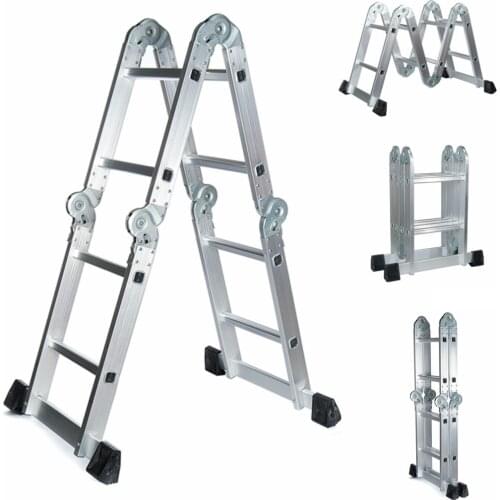 2.5m Aluminium Ladders Telescoping Multi-Purpose Extension Folding Step Ladder Telescopic Folding Ladder Step-Stand