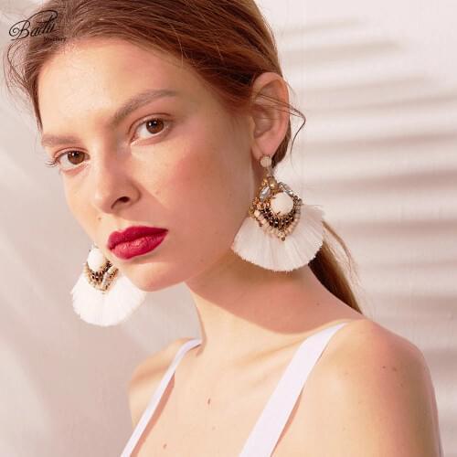 Badu Baroque Fringe Earring Women Big Tassel Vintage Earrings Stament Jewelry Crystal Decoration Anniversary Gift 3 Colors