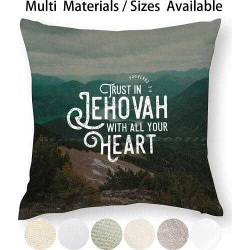 Proverbs 3 : 5 Pillow Case Throw Pillow Cover Cotton Linen Flax Bible Verse Holy Scripture Jw Arts And Jw Pioneer Jw Artist Jw