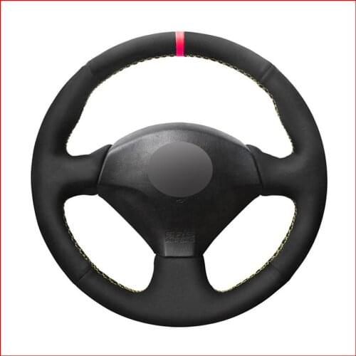 Red Marker Black Suede Steering Wheel Cover for Honda S2000 2000-2008 Civic Si 2002-2004 Acura RSX Type-S 2005