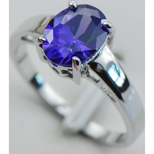 Purple Crystal Zircon 925 Sterling Silver Wedding Party Attractive Design Ring Size 5 6 7 8 9 10 11 12 PR11 Min order is $10