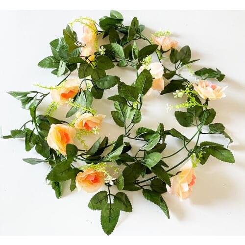 Artificial Rose Vine Flowers Wisteria Garland Plants Fake Silk Hanging White Pink Rose For Wedding Home Party Garden Wall Decor