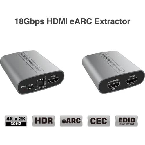 Kebidu 18Gbps Audio Extractor ARC eARC Splitter Adapter HDMI-compatible To Audio Extractor For Amplifier Soundbar Speaker HDTV