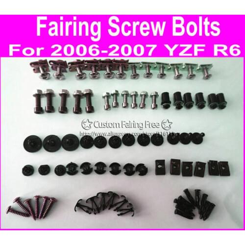 Fairing kits screw bolts kit for YamahaYZF R6 2006 2007 black fairing dag screws yzf r6 06 07 coupling bolt set