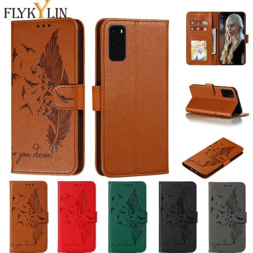 3D Embossing Bird Feather Leather Case For Samsung Galaxy S10E S10 Lite S9 S10 Plus S20 Ultra Phone Card Slot Flip Wallet Cover