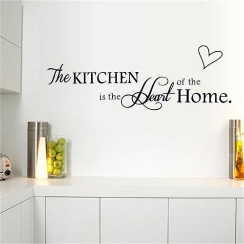 Kitchen Is the Heart of Home Wall Stickers Quote Removable Tile Wall Decals DIY