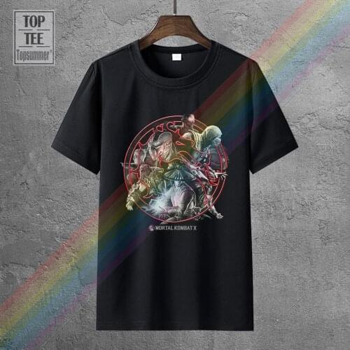 Short Sleeves Cotton Fashion T Shirt Mortal Kombat Circular Montage MenS Black Shirt