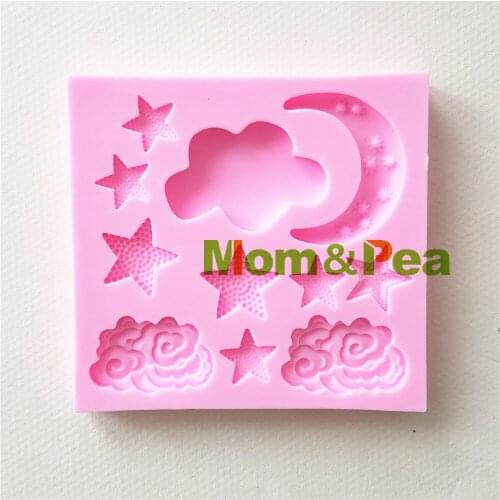 Mom&Pea 1373 Free Shipping Moon Star Cloud Silicone Mold Cake Decoration Fondant Cake 3D Mold Soap Mold Food Grade