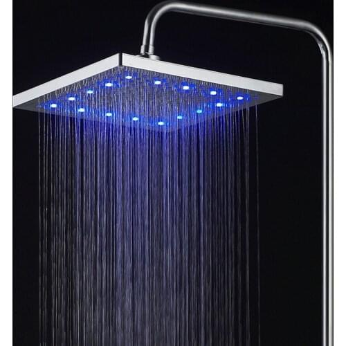 Colorful LED Shower Head 6/8 Inch ABS Shower Thread Installation Powerful Pressurized Meticulous Water Flow Square Bath Faucet