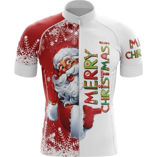 HIRBGOD 2020 New Santa Claus Print Cycling Shirt Christmas Short Sleeve Bike Jersey Lightweight Summer Riding Wear, TYZ349-01