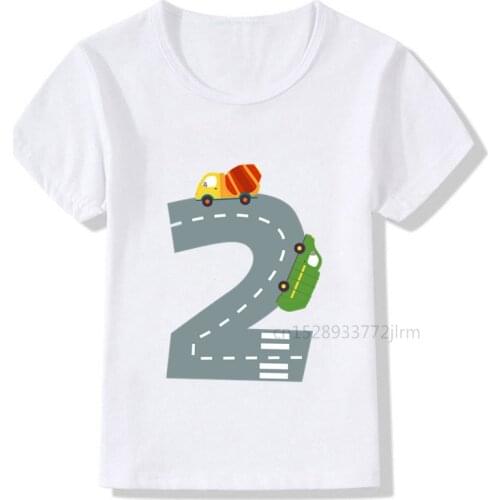 Boys Kwaii Car 1-9 Birthday Number Print T Shirt Children Birthday Boy Car Lover T-shirts Boy&Girl Funny Gift Tshirt Present