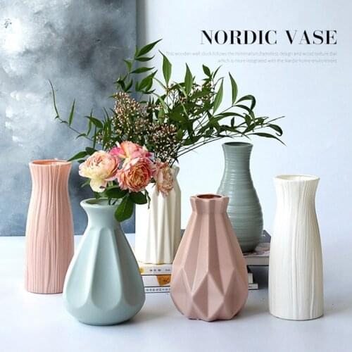 Plastic Vase Modern Imitation Ceramic Large Hydroponic Green Dill Bamboo Flower Nordic Style Flower Basket