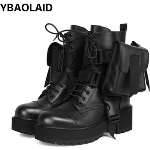 Round Head Muffin Bottom Cowhide Casual Knight Short Boots British Style Fashion Personality Bag Thick-soled Bag Boots