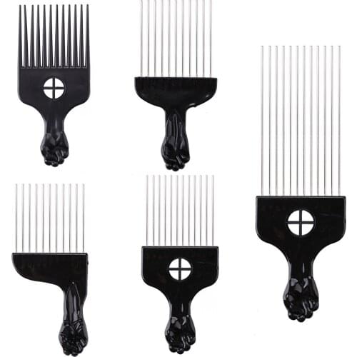 Wide Teeth Salon Use Black Metal African American Pick Comb Insert Curly Hairbrush Afro Hair Comb For Hairdressing Styling Tool