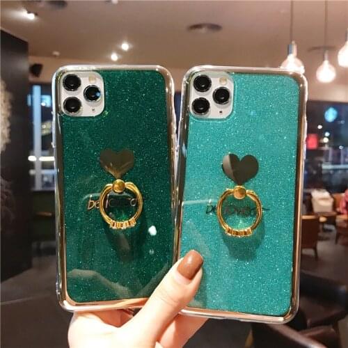 Luxury Glitter Bling Diamond Finger Ring Holder Cover For iPhone 11 Pro Max Xr X Xs Max 6 6S 7 8 Plus 8Plus Silicone Soft Case
