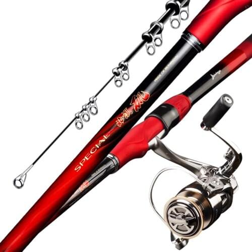 5# Rock Fishing Rod Carbon Fiber Super Hard Distant Throwing Olta with Reel Set 3.6M 4.5M5.3M 6.3M Telescopic Fishing Canne
