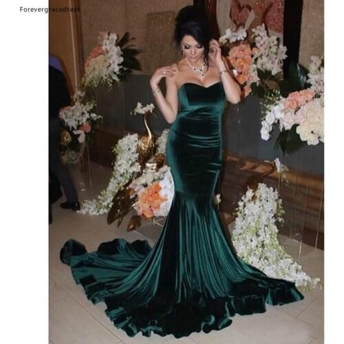 Hunter Green Velvet Long Evening Dress Sexy Mermaid Sweetheart Dubai Formal Reception Party Gown Custom Made Plus Size