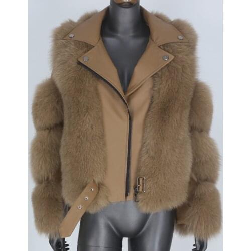 BLUENESSFAIR 2020 Real Fur Coat Vest Winter Jacket Women Natural Fox Fur Genuine Leather Outerwear Streetwear Locomotive Warm