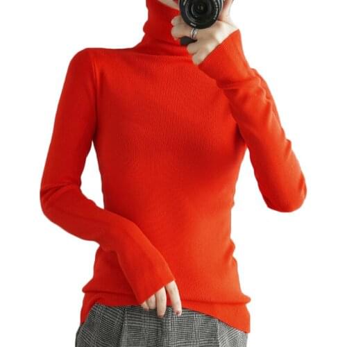 Women Cashmere Sweaters pullover New Autumn Winter Full Sleeves Pull Knit Turtleneck Sweater Solid Soft Warm Jumper Female Tops