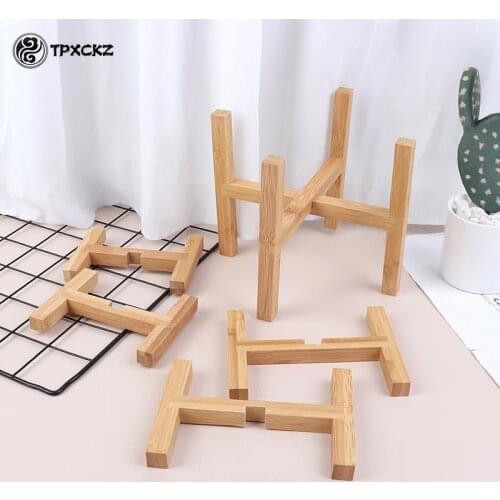1PCS Flower Pot Rack Home Garden Indoor Display Plant Stand Shelf Strong Free Standing Bonsai Holder Wood Planter Pot Trays