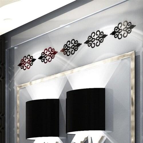 10PCS Home Decor 3D Acrylic Mirror Sticker Tile Decals Background Wall Skirting Line Pattern Waist Line Mirror Wall Stickers