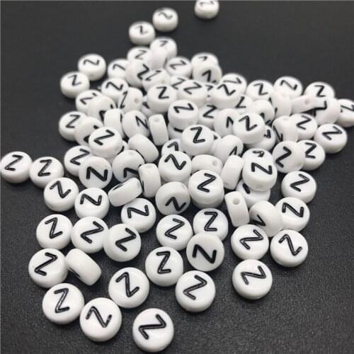 100pcs 7mm Letter Z Acrylic Spaced Beads Letter Beads Oval Alphabet Beads For Jewelry Making DIY Bracelet Necklace