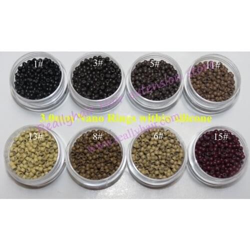 200pcs/500 pcs 3.0mm Silicone nano rings for nano rings copper with silicone lined hair beads hair rings hair extension tools