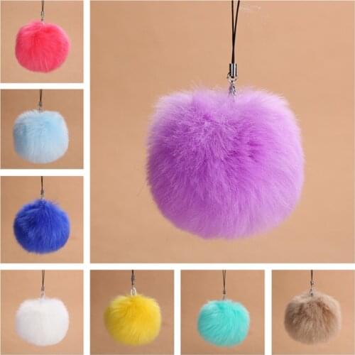 8cm Faux Fluffy Fur Pompoms Keyring Key Chain Fur Pompom Balls Keychain Mobile Phone Strap Women Car Handbag Pendant Gifts
