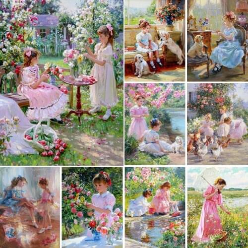 5D Diamond Painting Portrait Girl Cross Stitch Kit Full Drill Square Embroidery Mosaic Art Picture of Rhinestones Decor Gift