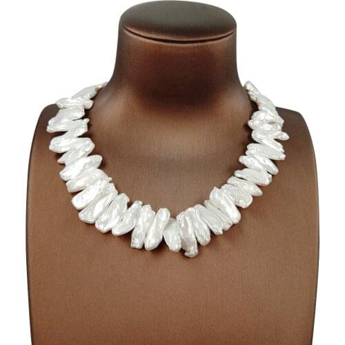 Drop FREE SHIPPING ,35 cm-55 cm BIWA PEARL chocker NECKLACE,100% NATURE FRESHWATER PEARL NECKLACE-BIWA BAROQUE PEARL