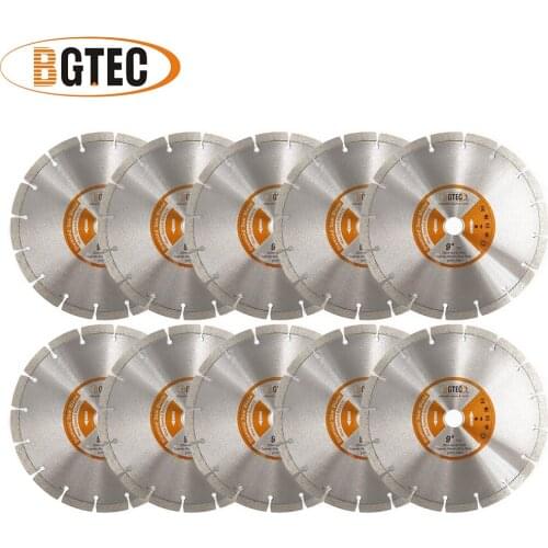BGTEC 10pcs 230MM Hot Pressed Diamond Segmented Saw Blade 9 inche Cutting Disc for Granite Marble Stone Tile Concrete