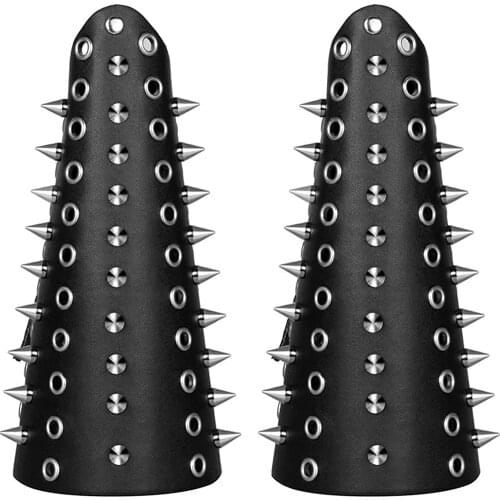 Punk Genuine Cowhide Leather Adjustable Gauntlet Wristband Medieval Bracers Wide Arm Armor Cuff Motorcyclist Wrist Guard