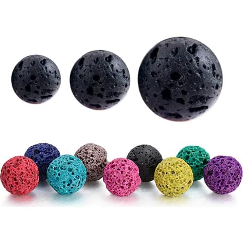 16mm/10mm/8mm Natural Stone Lava Beads For Diffuser Necklace Locket Necklace Essential Oil Jewelry Women Gift