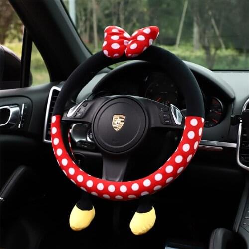 New Style Car Cartoon Steering Wheel Cover, Cute Cartoon Car with Anti-slip Handle Glove, Plush Car Steering Wheel Cover