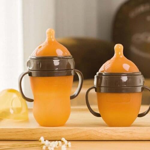 150ML 240ML Baby Silicone Milk Feeding Bottle BPA Free Wide Mouth Anti-fall Bottle Soft Baby Larger Feeding Bottle