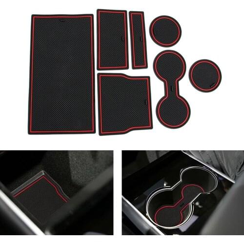 For Tesla Model 3 2017 2018 2019 2020 Rubber Anti-slip Mat Door Groove Cup Pad Phone Cushion Coaster Gate Slot Car Accessories
