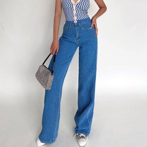 Summer Super Tide Street Style Crossed Jeans Women High Waist Denim Casual Denim Wide Leg Pants For Female Fashion Clothes