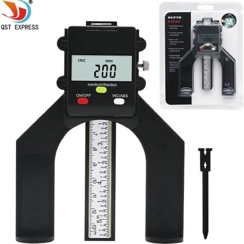 QSTEXPRESS Digital Depth Gauge Digital Tread Depth Gauge LCD Magnetic Self Standing Aperture 80mm Hand Routers