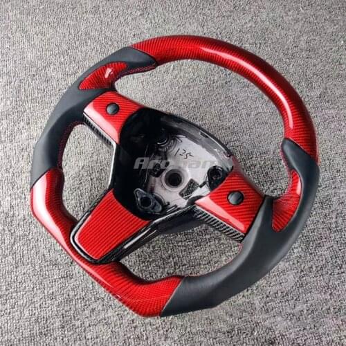 Cuatomized Leather Carbon Fiber Racing Steering Wheel Replacement Car Accessories For Tesla Model 3 2017 2018 2019 2020 2021
