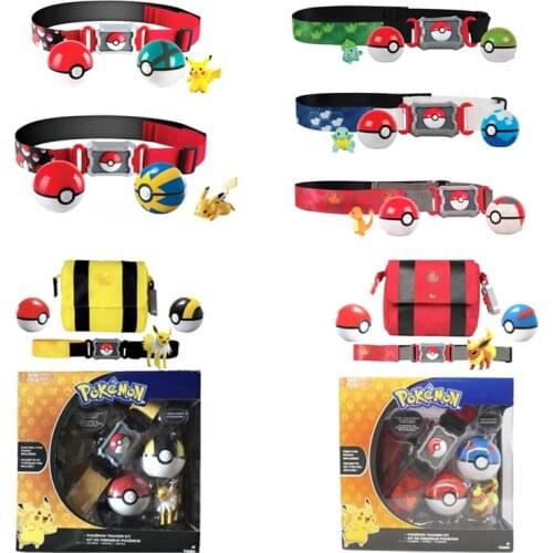 Pokemon Go Game Character Jenny Turtle Pikachu Figurine Carry Poke Ball Belt Set PVC Action Figure Toys Funny Childrens Toys