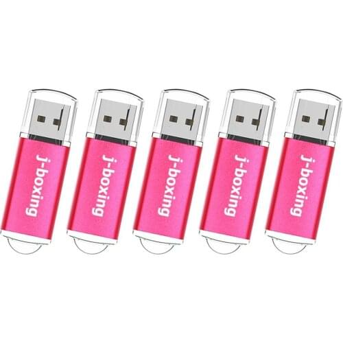 J-boxing USB Flash Drive 64GB 32GB 16GB Rectangle Pendrives 4GB 8GB Thumb Drives with Cap 2GB Jump Drives Pink 5PCS/PACK for PC
