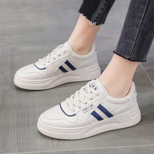 Women White Platform Shoes Womens Casual Shoes Ladies Breathable Vulcanized Shoes Lace Up Walking Shoes Female Sneakers
